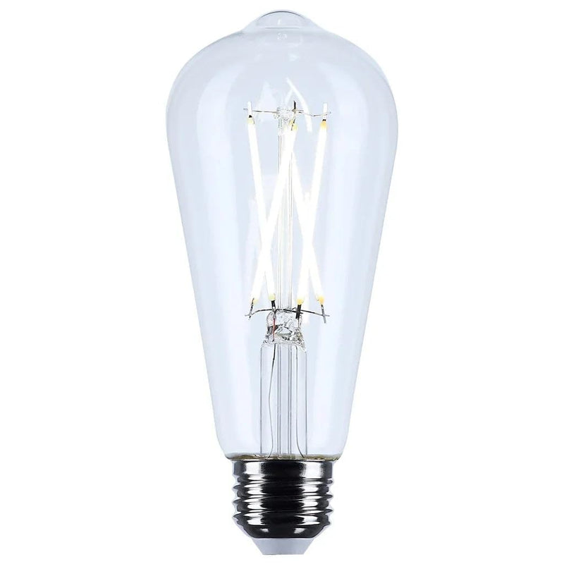 Satco 8 Watt ST19 LED Clear Vintage Style Light Bulbs - Medium Base - 3000K - 120 Volt - Soft White (6 Pack)