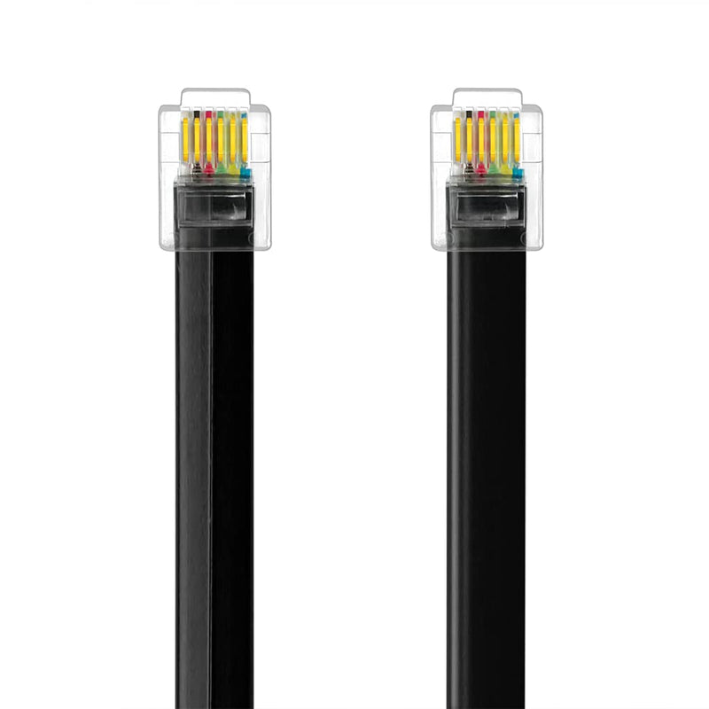 2Pack RJ12 Cable 6ft Phone Cord RJ12 6P6C Male to Male Straight Wired for Both Data and Voice Use Black - 6 Feet