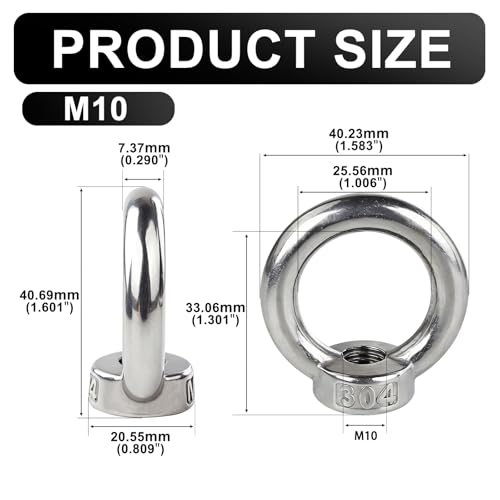 M10 Lifting Eye Nut Hardware Ring Shaped Eye Bolt 5pcs HS/LM-15 M10