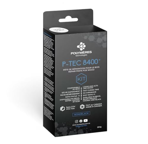 P-Tec 8400 Wood Filler - 250g - Fast Cure Crack & Knot Repair (Grey) Grey