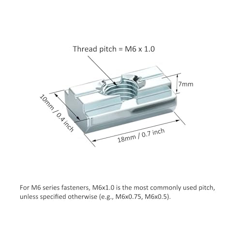 100Pcs 25 & 10 Series Aluminum Extrusion Profile M6 T-Slot Slide Nuts Hardware for 1 Inch x 1 Inch 1" 1010 1020 2525 2550 Extruded Aluminum Fastener Accessories 10 Series Type Nut