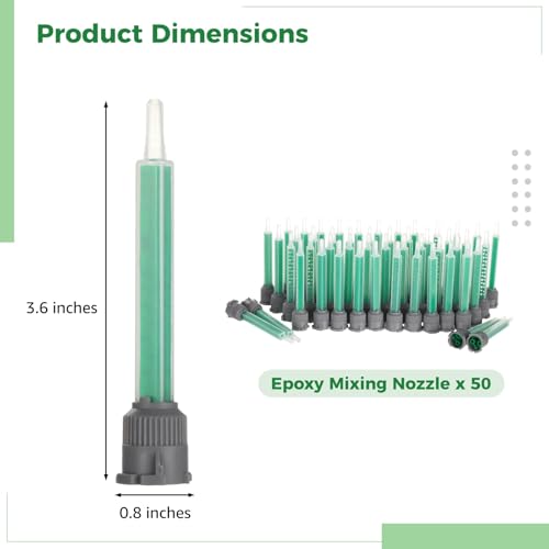 50Pcs Epoxy Mixing Nozzle Tip for Adhesive Gun Applicator, 1:1 & 1:2 Static Mixing Nozzle Adhesive Cartridges Tip Mixer Nozzles with Marked Scales, Ideal Epoxy Resin Tools and for Precise Mixing