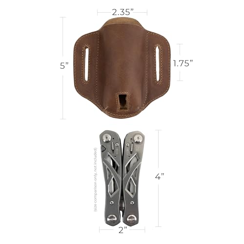 Hide & Drink, Multi-Tool Holder for Belt, Tool Holster for Waist, Pocket Knife Set Case, Outdoor Accessories, Full Grain Leather, Handmade Single Malt Mahogany