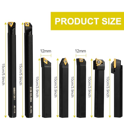 Indexable Lathe Turning Tools 21pcs Kit，1/2'' 12mm Shank 7pcs 1/2" 12mm Shanks +14pcs Inserts