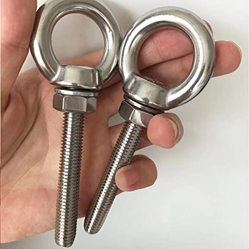 Stainless Steel Eye Bolt, 4pack M10 Shoulder Eye Bolts 3/8" X 2.75"with Nuts and Washer Thread Lifting Ring Eyebolt 4pcs