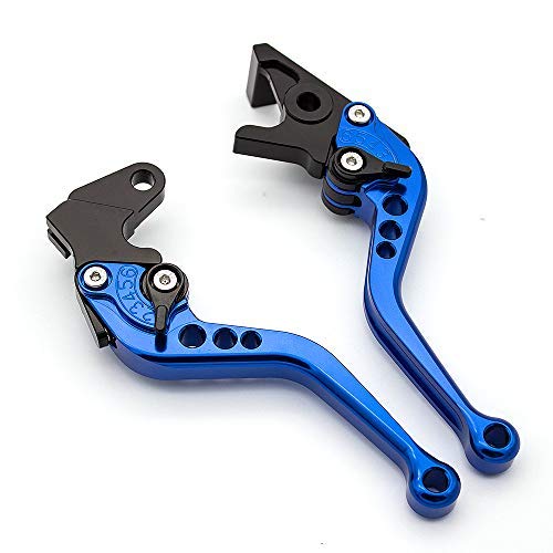 FXCNC CNC Aluminum Short Adjustable Brake Clutch Levers Compatible with YFM700 Raptor 700 R 2008-2022, YFZ450 YFZ450R YFZ450X 2008-2020, YFM250 Raptor 2008-2013, Raptor 250R 2011 Blue Lever with Black Adjuster