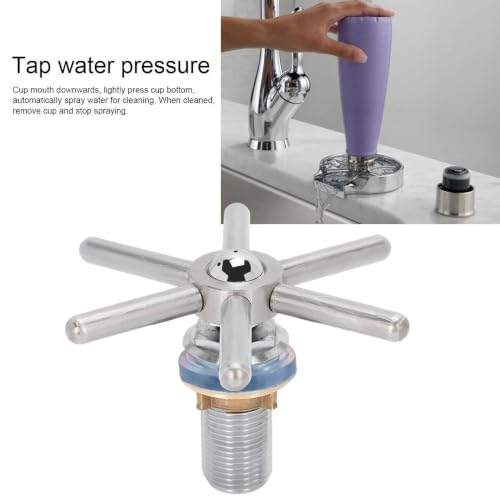 Stainless Steel Automatic Cup Washer - Bar Glass Rinser with Hex Holder,G1/2 Thread for Hotel,Bar & Coffee Shop