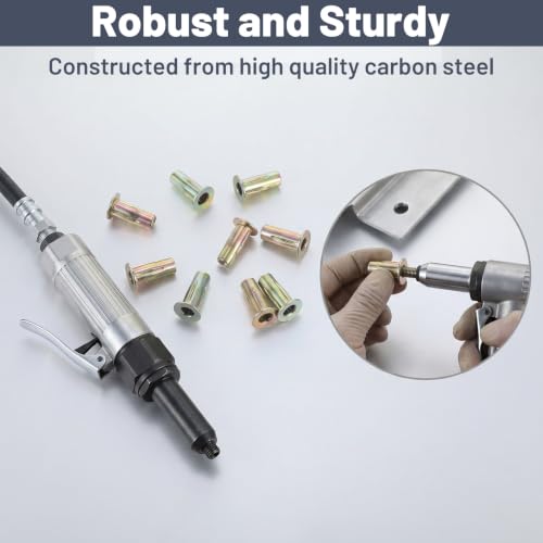 50 Pcs Multi Grip Rivet Nut Tool Kit 5/16 Rivet Nut Stainless Steel Pre Bulbed Shank Zinc Plated Flat Head Threaded Insert Nuts for Automotive Furniture