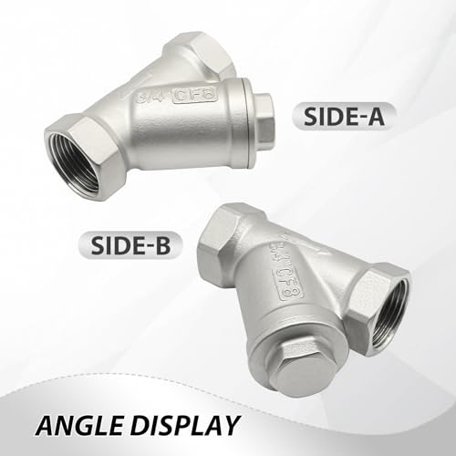 3/4 Inch Female Y-Strainer Industrial Piping, 304 Stainless Steel Valve Connector, Y Strainer for Removes Water Oil and Gas Contaminants 3/4 Inch