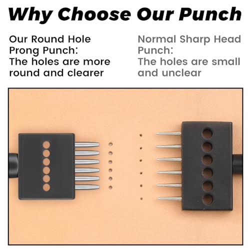 Leather Hole Punch Black Hole Punch Tool 3mm 2/4/6 Lacing Stitching Punches 2/4/6 Prong Black-3mm