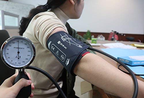 Manual Blood Pressure Cuff, Single Tube Cuff with Pressure Gauge and Inflation Bulb (Large Adult)