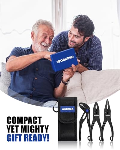 WORKPRO 3-Piece Mini Pliers Set with Pouch, Pocket Pliers, EDC Tool Gift Black 3-Pieces Pliers Set