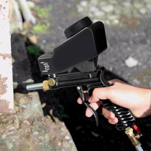 Air Sand Gun, Handheld Sandblaster, Removal Glass Etching, 70-150 PSI Working Pressures Sandblasting Gun, Air Sand Kit for Air Compressor Blasting Spray Gun