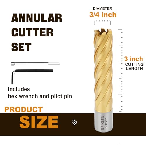 3/4"x3" HSS Annular Cutter，Diameter 3/4"，Cutting Depth 3" 3/4x3"