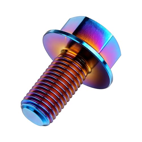 Titanium Bolt M10 1.25 Pitch Flange Hex Screw Burnt Blue, M10x20mm