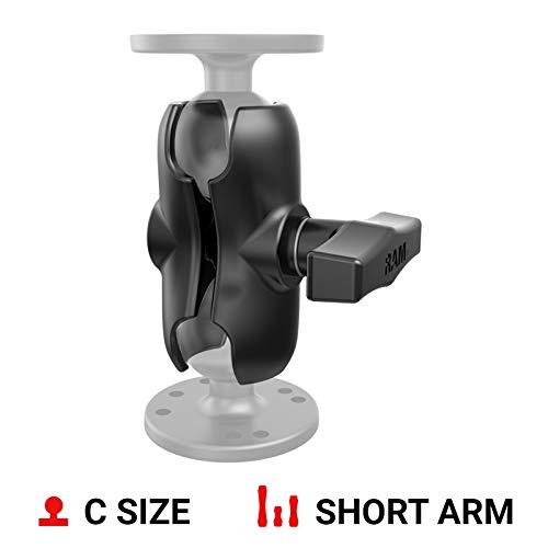 RAM Mounts Double Socket Arm RAM-201U-B Short Arm Compatible with RAM C Size 1.5" Ball Components