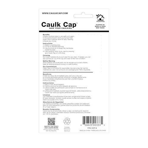 CCY Caulk Saver, Reusable Tube Sealer with Puncture Pin, 4 Pack CCY-4