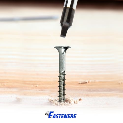Fastenere Stainless Steel 18-8 Deck Screws - #10 x 1-1/4" (100 Pack) Wood Cutting Point, Square Drive, Partial Thread, Bright Finish for Wood, Exterior, Decking, Composite, Fencing, Type 17 Point 100 Pack #10 x 1-1/4"