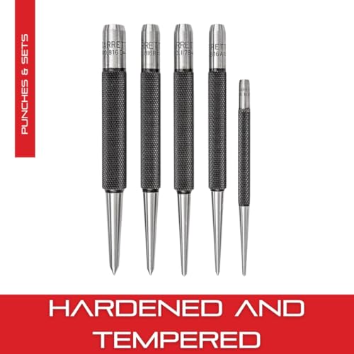 Starrett Steel Prick Punch Set, 4" Length, 5-Pack