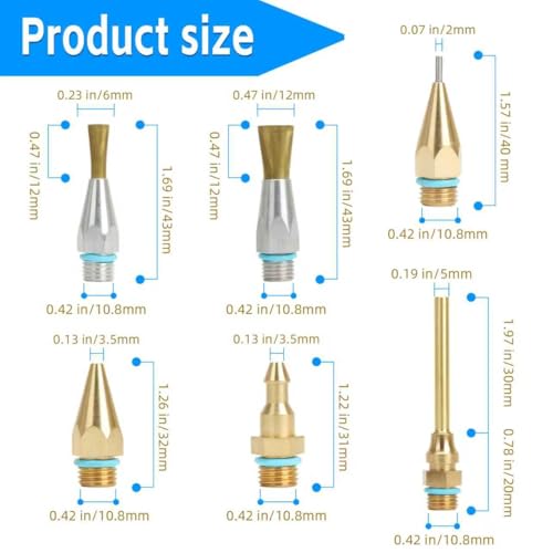6-Piece Copper Hot Glue Gun Nozzle Set