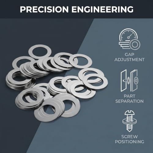 80PCS M6×10MM Steel Shim Washer Set (0.1/0.2/0.3/0.5mm, 20pcs Each) – Ultra Thin Precision Spacers for Electronics, Miniature Models, Compatible with M6 Bolts (M6x10) M6x10