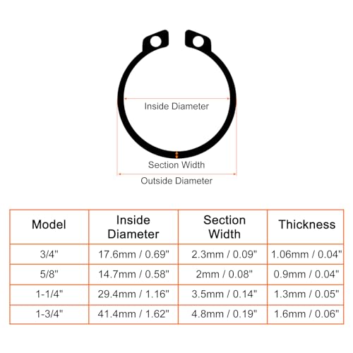 uxcell 30 Pcs External Retaining Rings, 41.1mm 65Mn Carbon Steel, External Circlip Snap Rings Round Wire Snap Rings for Valves Electrical Appliances, Silver