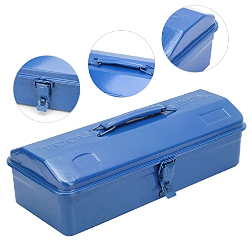 Multifunction Iron Portable Tool Box, Repair Tool Storage Container Holder Blue(37x16x11（350）)