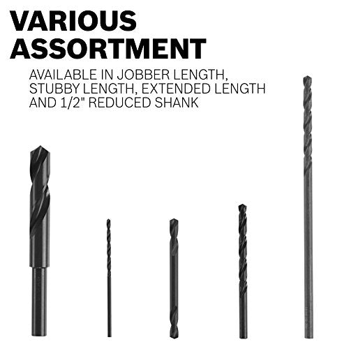 BOSCH BL2747 1-Piece 5/16 in. x 12 in. Extra Length Aircraft Black Oxide Drill Bit for Applications in Light-Gauge Metal, Wood, Plastic (Pack of 3) 5/16 in (Pack of 3)