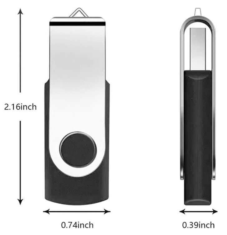 4 Pack Swivel USB 2.0 Flash Drives, 128MB Black Bulk Memory Stick Thumb Drive for Storage 4 Pack Black