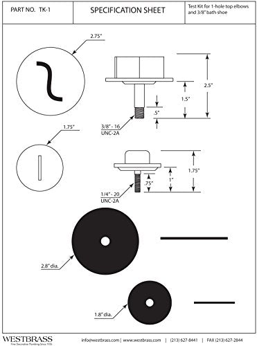 Westbrass 1-Hole Waste & Overflow Test Kit, TK-1