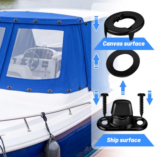 36 Sets Marine Grade Twist Lock Fasteners Rust-Proof Coating Turn Button Eyelet, Stud and Stainless Steel Screws for Canvas Marine Boats Sailboats RVs Fastener Turn Buttons 36