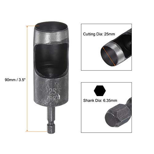 HARFINGTON 2pcs Leather Hollow Punch Hex Shank for Drills, 25mm Dia Hole Punch for Thick Fabrics Leathercraft Working 2