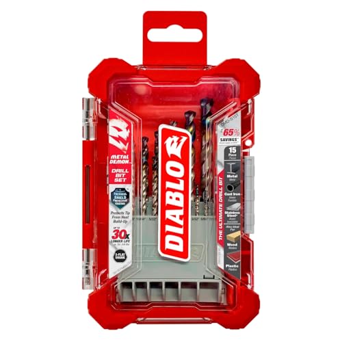 Diablo Metal Demon Drill Bit Set - 1/16" - 3/8" Size Range, 15-Piece