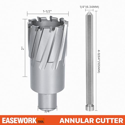 EASEWORK TOOL Carbide-Tipped Annular Cutter, 1-1/2" Diameter 2" Depth 1-1/2"×2"