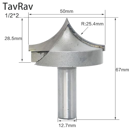 Point Cutting Roundover Router bit 1/2 inch Shank 2 inch Cutting Diameter Edging Cabinet Door Drawer Router bits Woodworking Carving milling Cutter 2in 1/2in