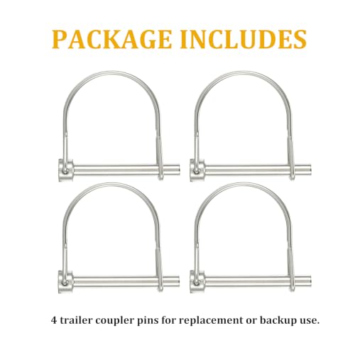 Pack of 4 Trailer Coupler Pin, Wire Lock Pin, 316 Stainless Steel Hardware Pin 1/4" (6.3 mm) Diameter, 2-3/4" (70 mm) Length, Heavy Duty Safety Coupler Pin 1/4" x 2-3/4 "