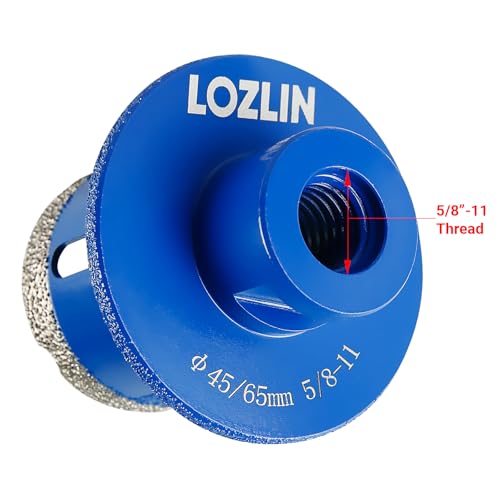 LOZLIN 50mm Diamond Core Drill Bit, Vacuum Brazed Hole Saw with 5/8"-11 Thread, Dry/Wet Drilling for Porcelain Tile Ceramic Marble Granite Quartz Countertop Sink & Faucet Hole