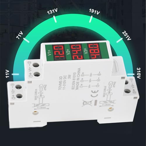 Garosa DIN Rail Voltmeter 3 Digits DC 11V to 310V Voltage Range Voltage Meter LCD Display with Switch Output Function Isolated Triple Way Modular Electrical Instrument