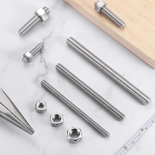 uxcell 5/8"-11 Fully All Threaded Rod, 2Pcs 304 Stainless Steel Long Threaded Screw 5" Length Right Hand Threads for Furniture Mounting Assembly Fastening 5"