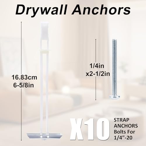 10 Pack Heavy Duty Drywall Anchor Bolts with 1/4"-20 1/4"-20：Pack of 10