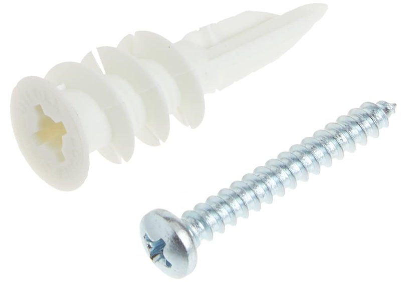 25 Qty Red Head EZ Ancor Nylon Plastic Self Drilling Drywall Anchors with Screws,Up to 75 Lbs,EZP25,White