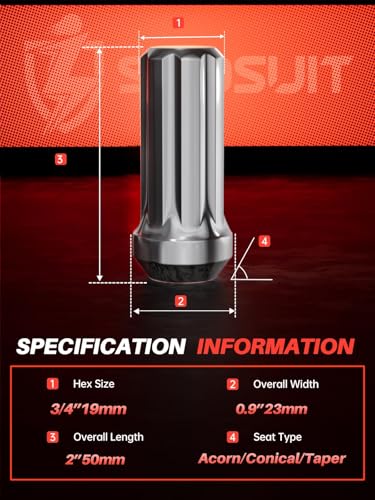 Sposuit 24Pcs M14x1.5 Spline Lug Nuts, 19mm Hex - Replacement for GMC 24 Pack SplineDrive Chrome