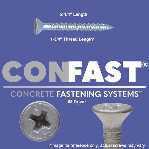 1/4" x 2-1/4" Concrete Screws 410 Stainless Steel Phillips Head Flat 1/4" x 2-1/4"