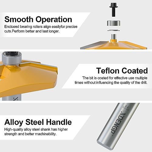 Bevel Raised Panel Router Bits 1/2 Shank for Cabinet Door, 2-1/2-Inch Diameter, Shaker Raised Cabinet Door Making Frame Panel Design Router bits Use with Rail and Stile Moulding Router bit Bevel - 2-1/2" Diameter - 1/2" Shank Raised Panel Router Bit