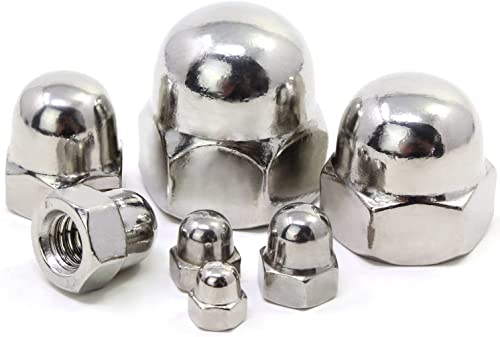 120 Pieces #6-32#8-32#10-24 1/4-20 5/16-18 3/8-16 1/2-13 UNC 304 Stainless Steel Acorn Dome Cap Head Hex Nuts Assortment Kit