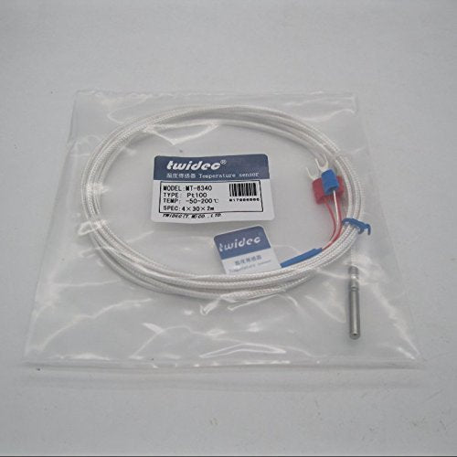 TWTADE PT100 Waterproof Temperature Sensor Three-Wire System，Stainless Steel Probe(4×30MM) Range:-50℃-200℃ (6.6Feet) MT-6340-30mm (Pack of 3) 4mm x 30mm x 2M (Pack of 3)