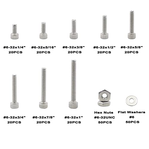#6-32 UNC Stainless Steel Knurled Hex Socket Cap Screw Nut Washer Kit #6-32UNC
