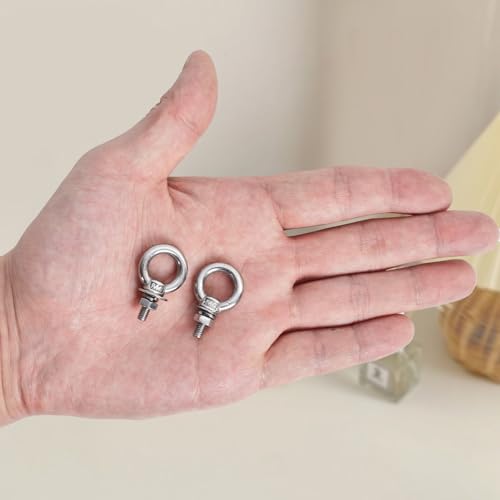 48 Pack M4 Stainless Steel Eye Bolts with Nuts & Washers, M4x0.39 L M4 x 10mm 48