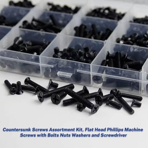 685Pcs M3 M4 Countersunk Screws Kit, Flat Head Phillips M3/M4-685 Pcs