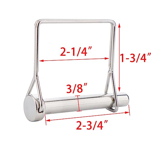4 Pcs Full 316 SS Square Pto Pin, Safety Coupler Pin 3/8" x 2-3/4"(9.5mm x 70mm), Full Marine Grade 316 Stainless Steel Heavy Duty Shaft Locking Pin